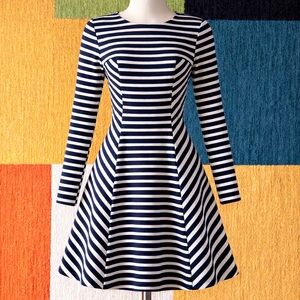 Michael Michael Kors Stripe Long Sleeve Dress Blue/White